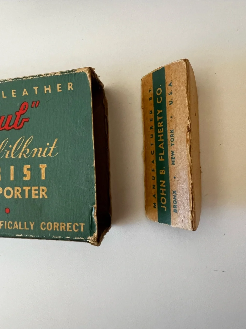 VTG RARE 1940s Bub Duribilknit Genuine Leather Wrist Supporter Style Double 1544